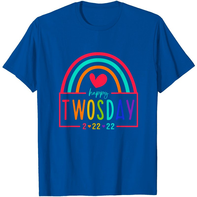Rainbow Happy Twosday 2-22-22 Men's T-Shirt — Mens T Shirts