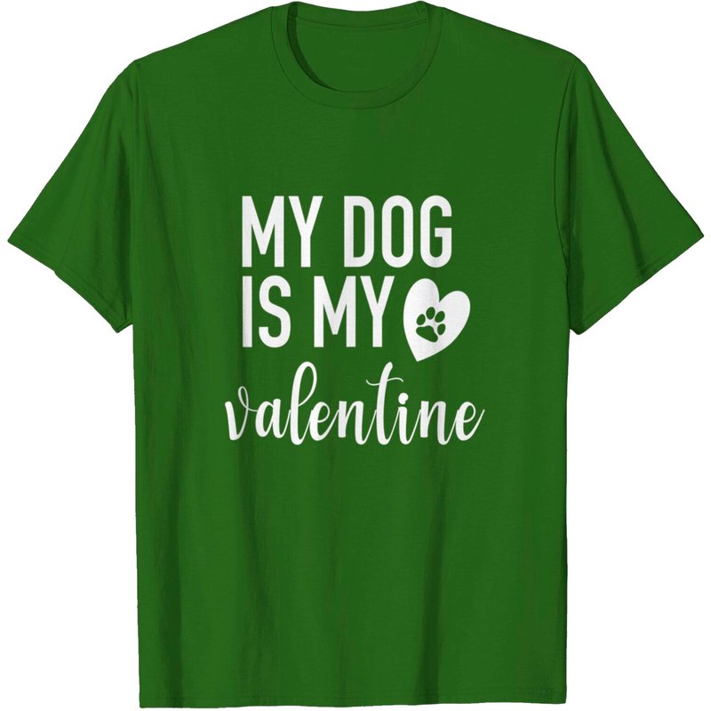 T-shirt pour hommes Mon chien est mon Valentin avec patte et cœur
