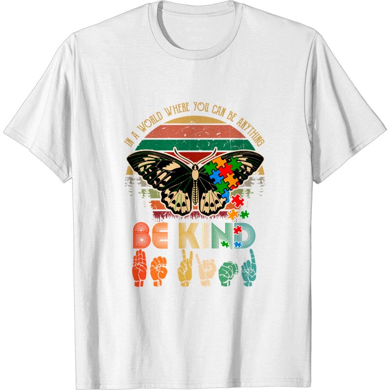 T-shirt Papillon pour Hommes - Design Soyez Gentil en Noir — T-shirts pour hommes