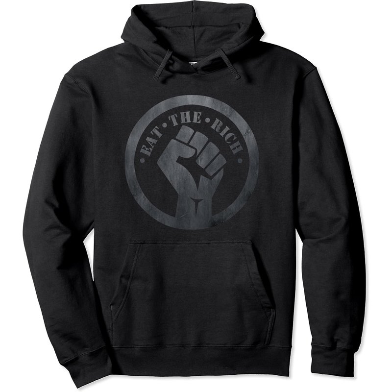 Hoodie Eat The Rich Unisexe Noir Design de Protestation — Sweats à capuche pour hommes
