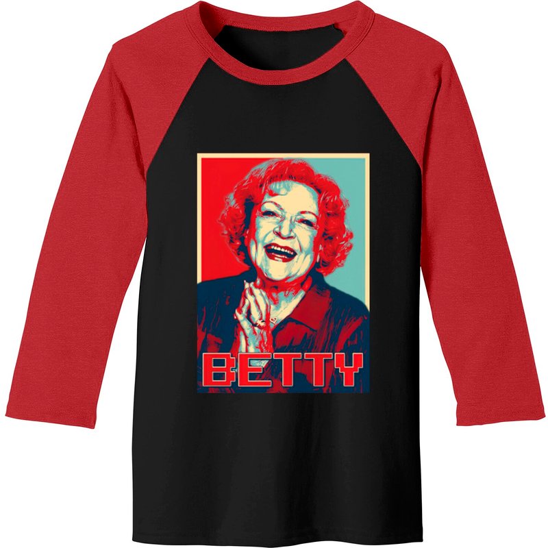T-shirts de baseball pour hommes Betty White Noir/Rouge — T-shirts pour hommes