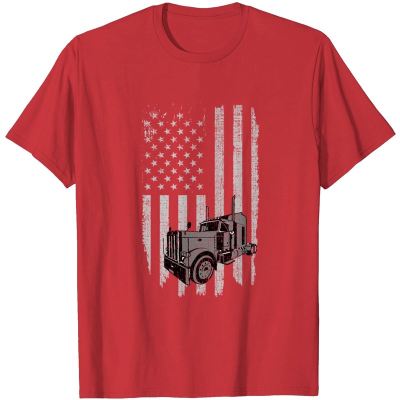 T-Shirt Patriote Conducteur de Camion Drapeau Américain pour Hommes