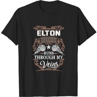 Elton Name T Shirt - Blood Runs Through My V T Shirt for Men