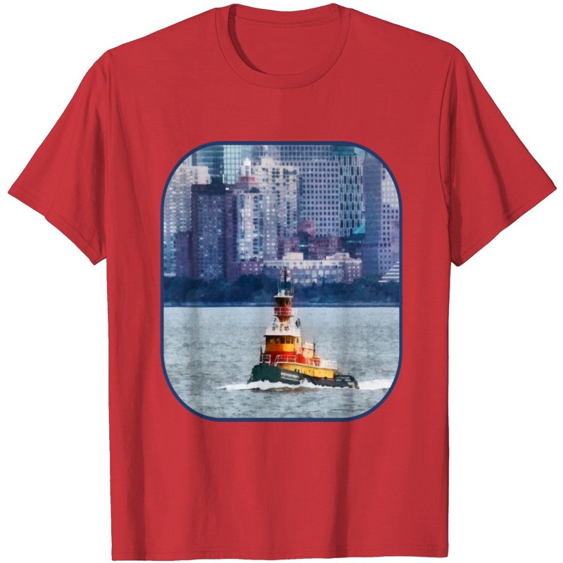 Tugboat Near Manhattan T-Shirt for Men in Black — Mens T Shirts