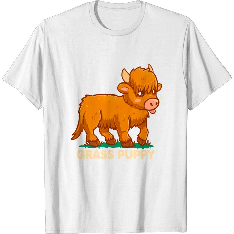 T-Shirt Grass Puppy Vache des Highlands pour Hommes — T-shirts pour hommes