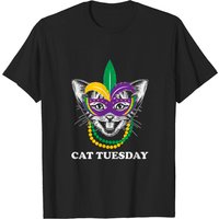 Mardi Gras Cat Tuesday T-Shirt for Men - Black