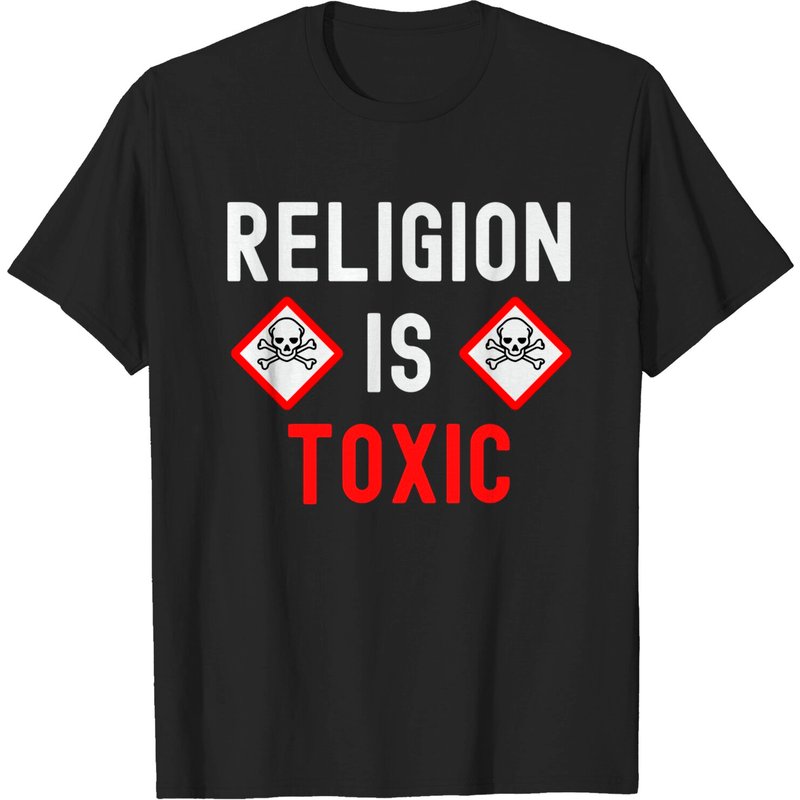 T-shirts Religion Is Toxic avec crâne et os croisés pour hommes — T-shirts pour hommes
