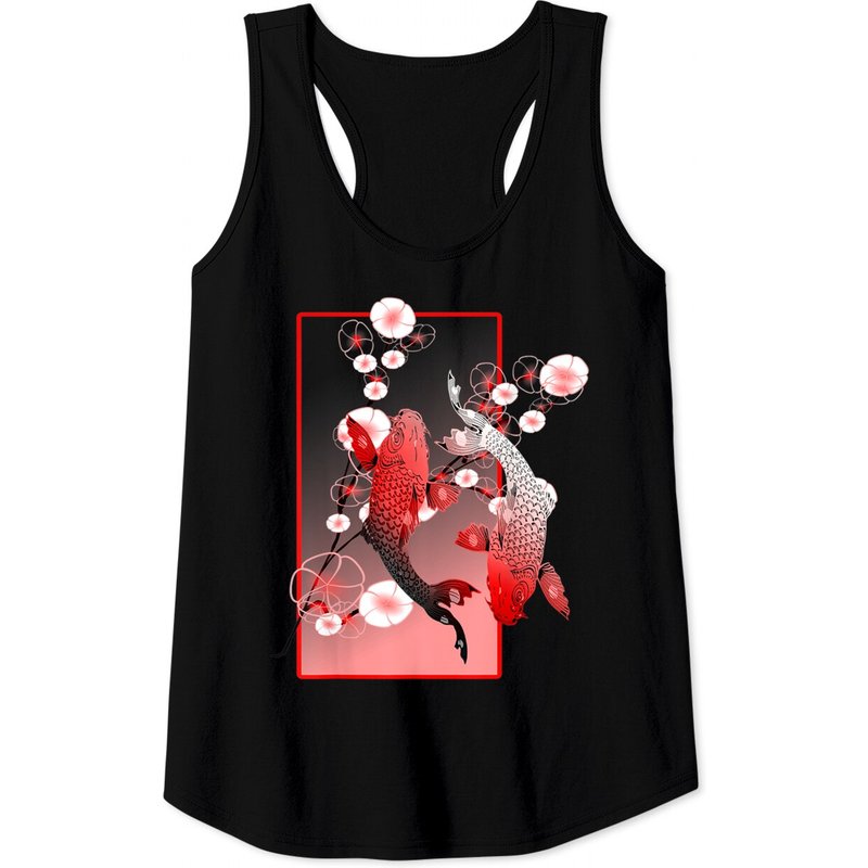 Débardeur pour hommes avec carpes koi japonaises et fleurs de cerisier — T-shirts pour hommes