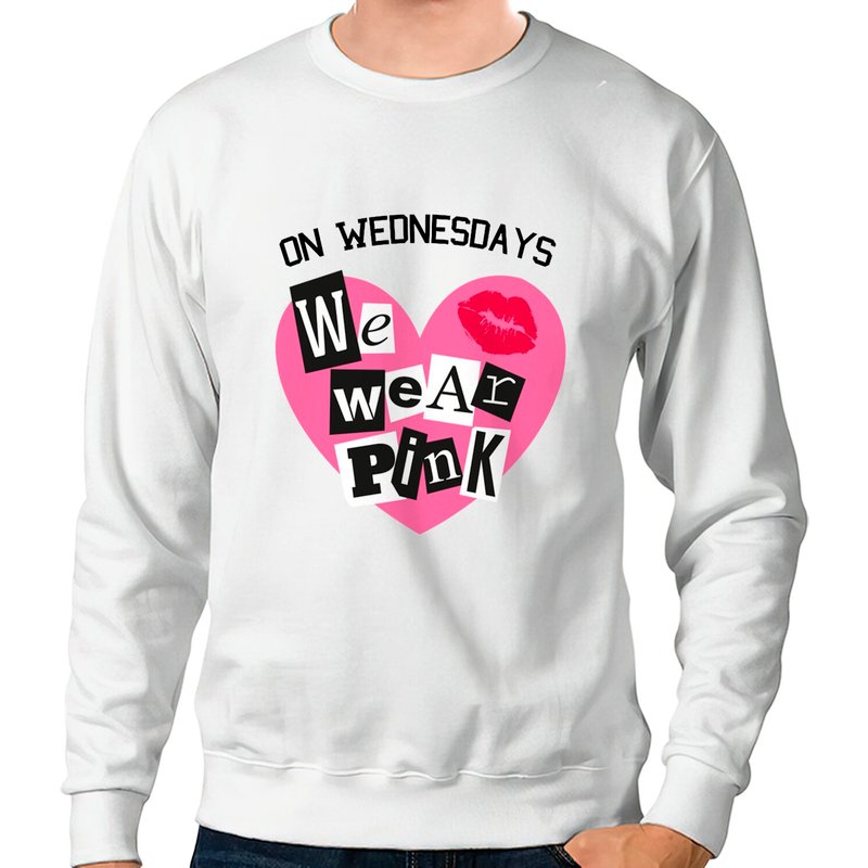 Sweatshirt On Wednesdays We Wear Pink - Police de Burn Book — Sweats à capuche pour hommes