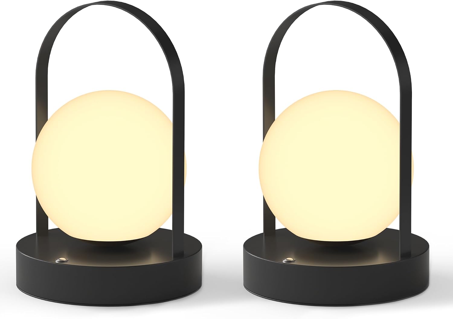 2 Pack Cordless LED Desk Lamp with Handle and 3-Color Dimming