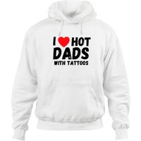 Hoodie Unisexe I Love Hot Dads With Tattoos en Vert Militaire — Sweats à capuche pour hommes