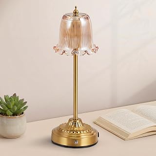 Cordless Glass Table Lamp with 5200mAH Rechargeable Battery