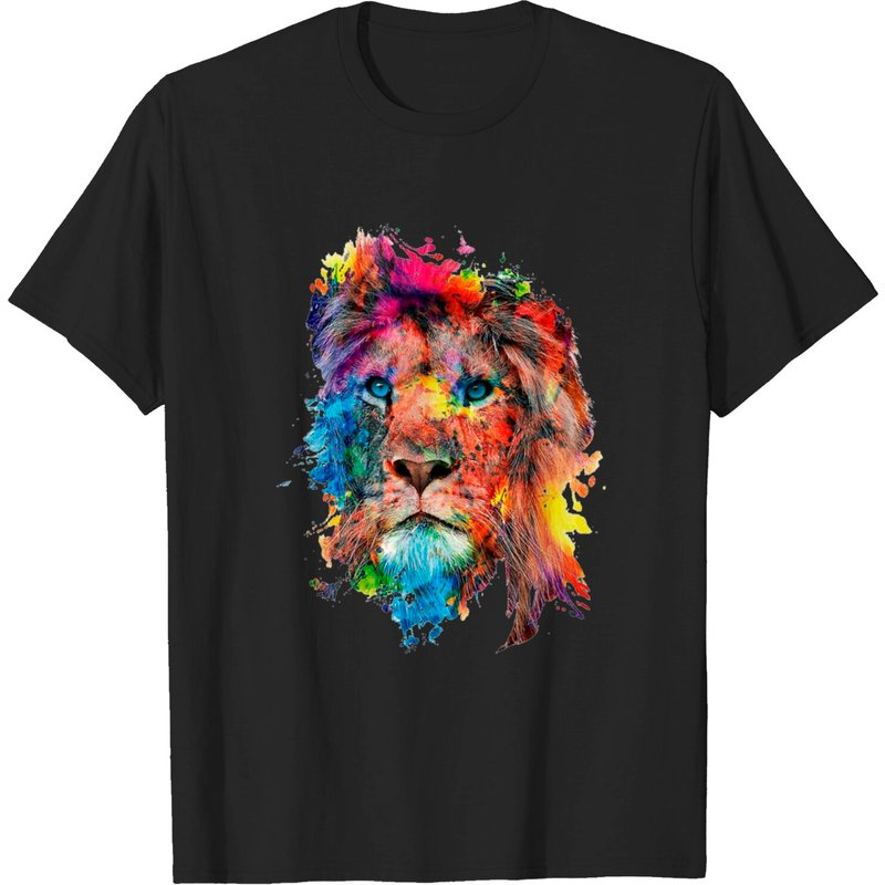 Colorful Lion Face T-Shirt for Men