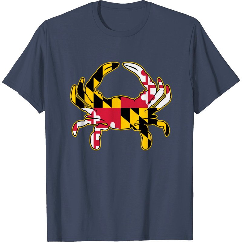 T-Shirt Illustration de Crabe du Drapeau du Maryland pour Hommes — T-shirts pour hommes