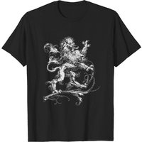 T-shirt pour hommes avec blason de lion rampant de style médiéval