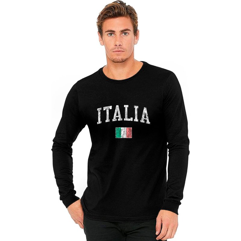 T-shirt à manches longues Vintage Italia avec design sportif — T-shirts pour hommes