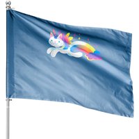 Unicorn Kitty Rainbow House Flag - Flying Unicat Caticorn — Decorative Flags
