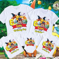 T-Shirt Personnalisé Pokemon Anniversaire Garçon - Famille Assortie — T-shirts pour hommes