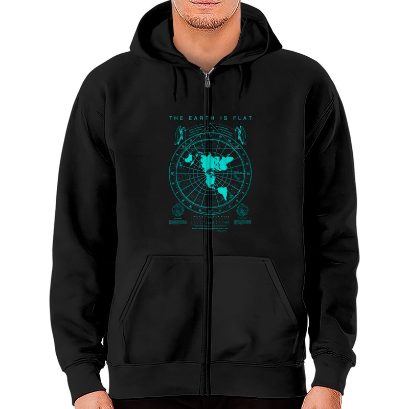 Hoodie zippé carte de la Terre plate pour unisexe — Sweats à capuche pour hommes