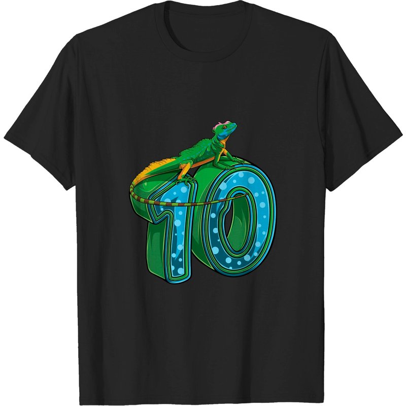 T-shirt Lizard pour homme, anniversaire de 10 ans de lézard reptile — T-shirts pour hommes