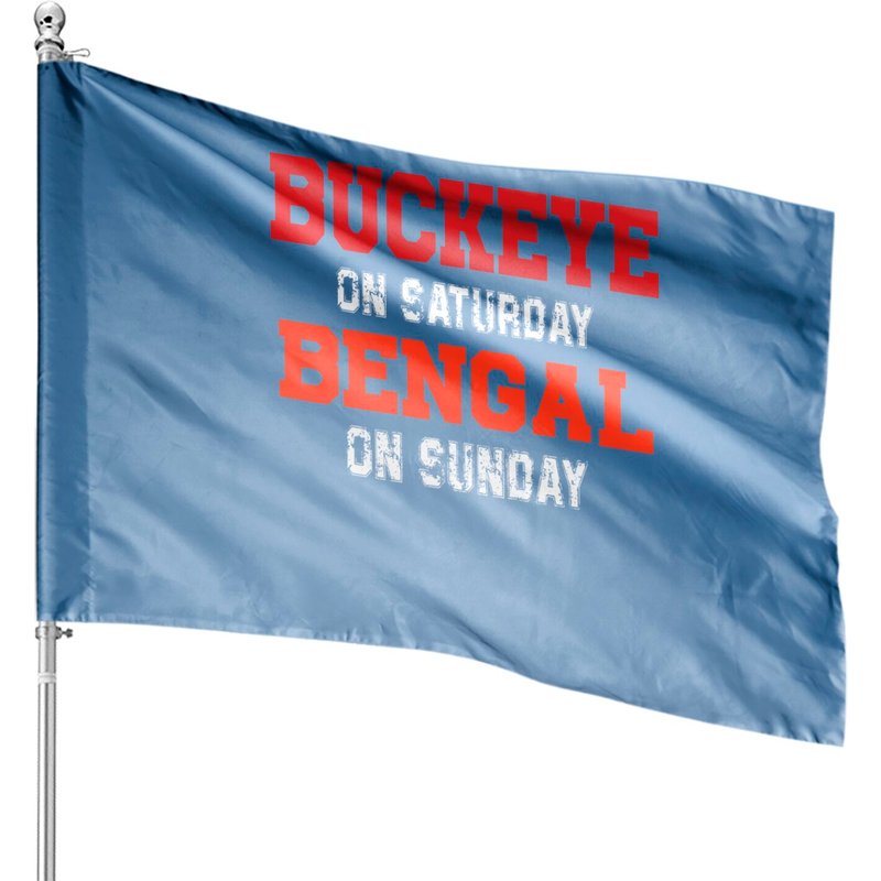 Buckeye On Saturday Bengal On Sunday Vintage House Flags — Decorative Flags