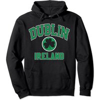 Hoodie à capuchon vert imprimé Shamrock style varsity Dublin Irlande — Sweats à capuche pour hommes