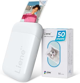 Liene 2x3” Photo Printer Mini Portable Color Printer Bundle with 50 Paper