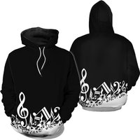 Black and White Music Nout 3D Hoodie for Kids