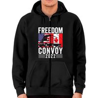 Hoodie zippé avec drapeau américain et canadien - Freedom Convoy 2022 — Sweats à capuche pour hommes