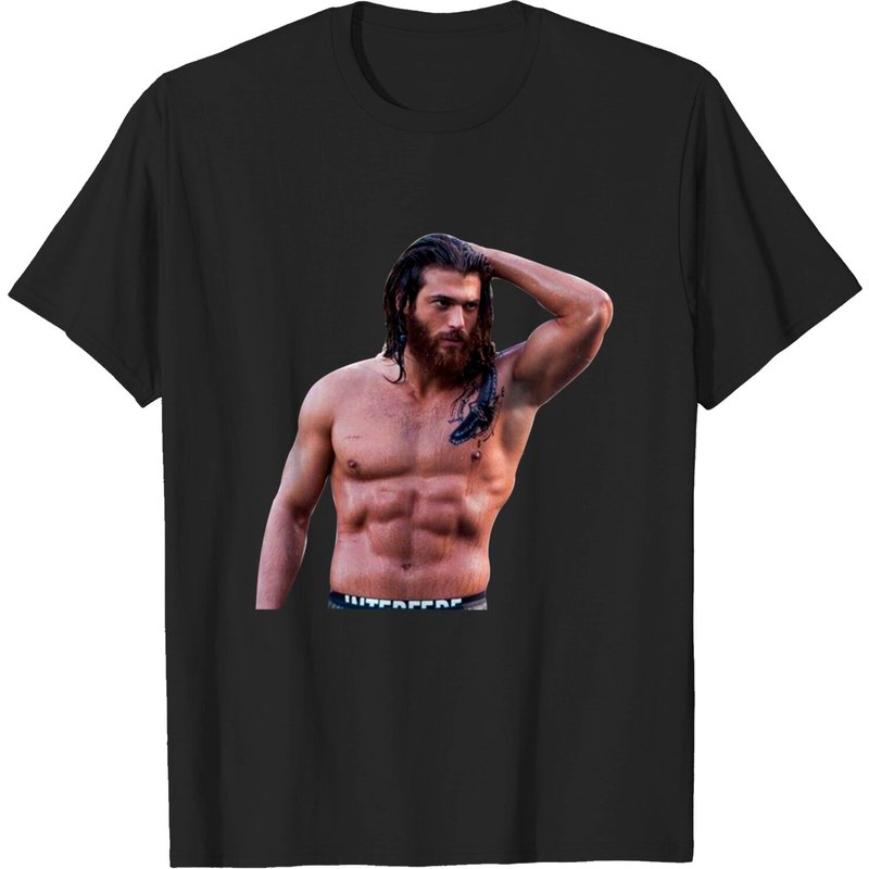 T-shirt Classique Can Yaman pour Hommes en Noir — T-shirts pour hommes