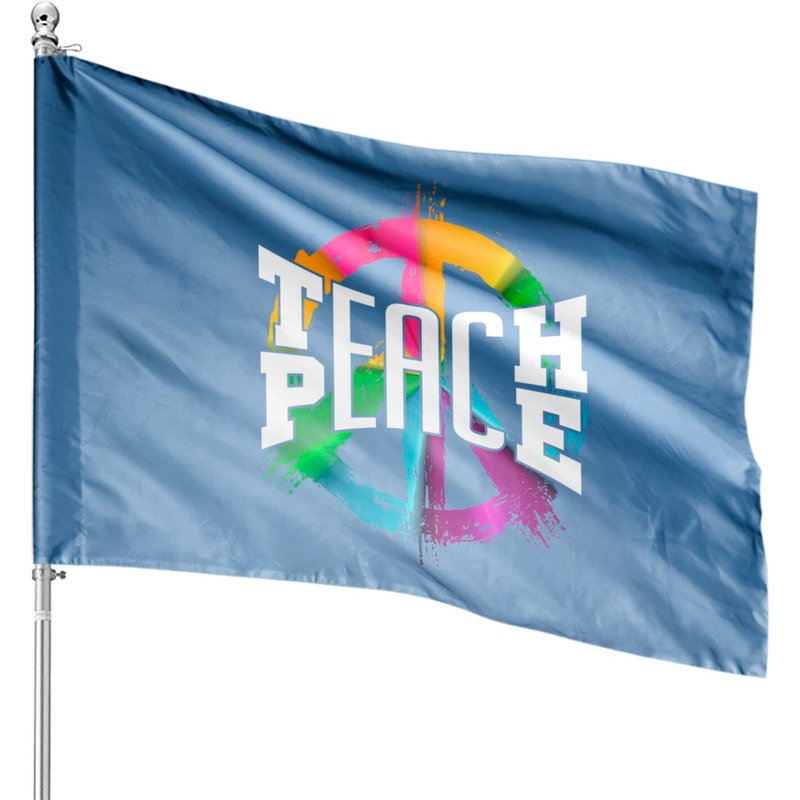 Hippie House Flags Teach Peace - Double-Sided Outdoor Flag — Decorative Flags