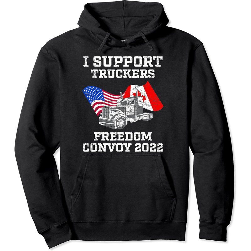 Canadian Trucker Support Freedom Convoy 2022 Pullover Hoodie — Mens Hoodies