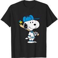 T-shirt Snoopy Baseball pour hommes en noir — T-shirts pour hommes