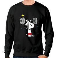 Snoopy Working Out Unisex Black Sweatshirt — Mens Hoodies