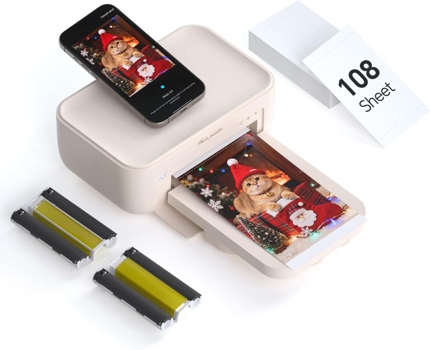 Imprimante Photo HPRT 4x6 avec 108 Feuilles et 2 Ribbons pour iPhone et Android — Imprimante photo