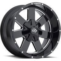 Jante Vision Off Road 411 Arc Noir Brillant Milled - 17x9 - 8x165.1 — Roues et jantes