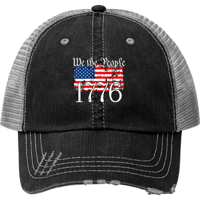 We The People 1776 U.S. Constitution Freedom American Flag Trucker Hat — Casquette de baseball