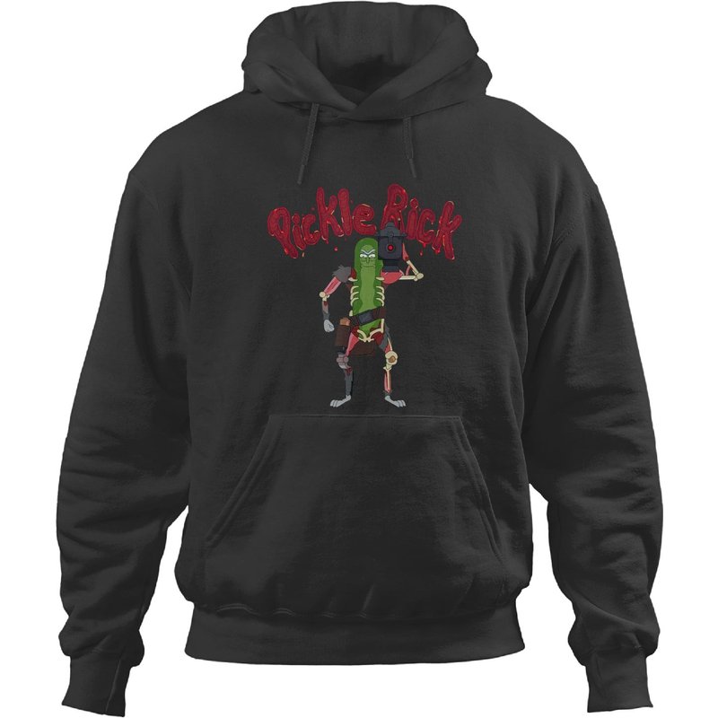 Hoodies Unisex Pickle de Rick et Morty en Noir — Sweats à capuche pour hommes