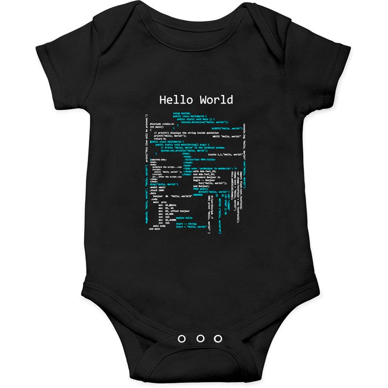 Hello World Coding Computer Programming Languages Onesie — Baby Onesies