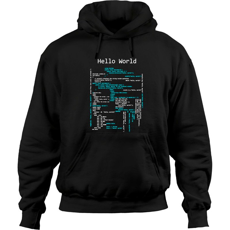 Hoodie Hello World Coding Langages de Programmation — Sweats à capuche pour hommes