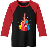 Guitar Paint Splash Colorful Guitarist Baseball Tees for Men — Mens T Shirts