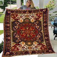Antique Persian Rug Throw Blanket