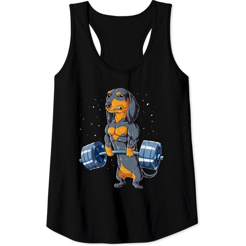Débardeur Fitness Homme Deadlift Poids Dachshund — T-shirts pour hommes