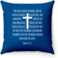 John 3:16 Christian Cross Bible Verse Faith Throw Pillows