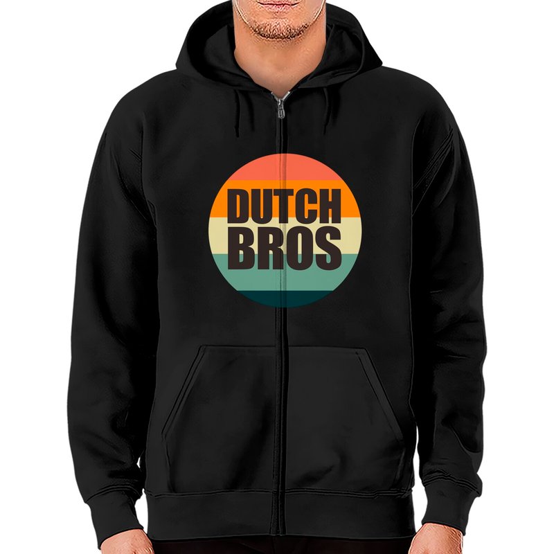 Hoodies zippés unisexes noirs Dutch Bros