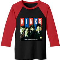 T-shirts de baseball pour hommes The Kinks Band Noir/Rouge