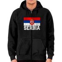 Hoodie zippé unisexe avec drapeau serbe de la Serbie — Sweats à capuche pour hommes