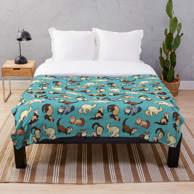 Cat Snakes in Blue Throw Blanket — Throw Blankets