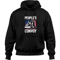 People's Convoy Freedom Convoy 2022 American Trucker Pullover Hoodie — Mens Hoodies
