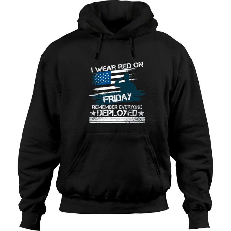 Hoodies Friday Chemise Militaire Rouge Vendredi Unisexe Noir — Sweats à capuche pour hommes